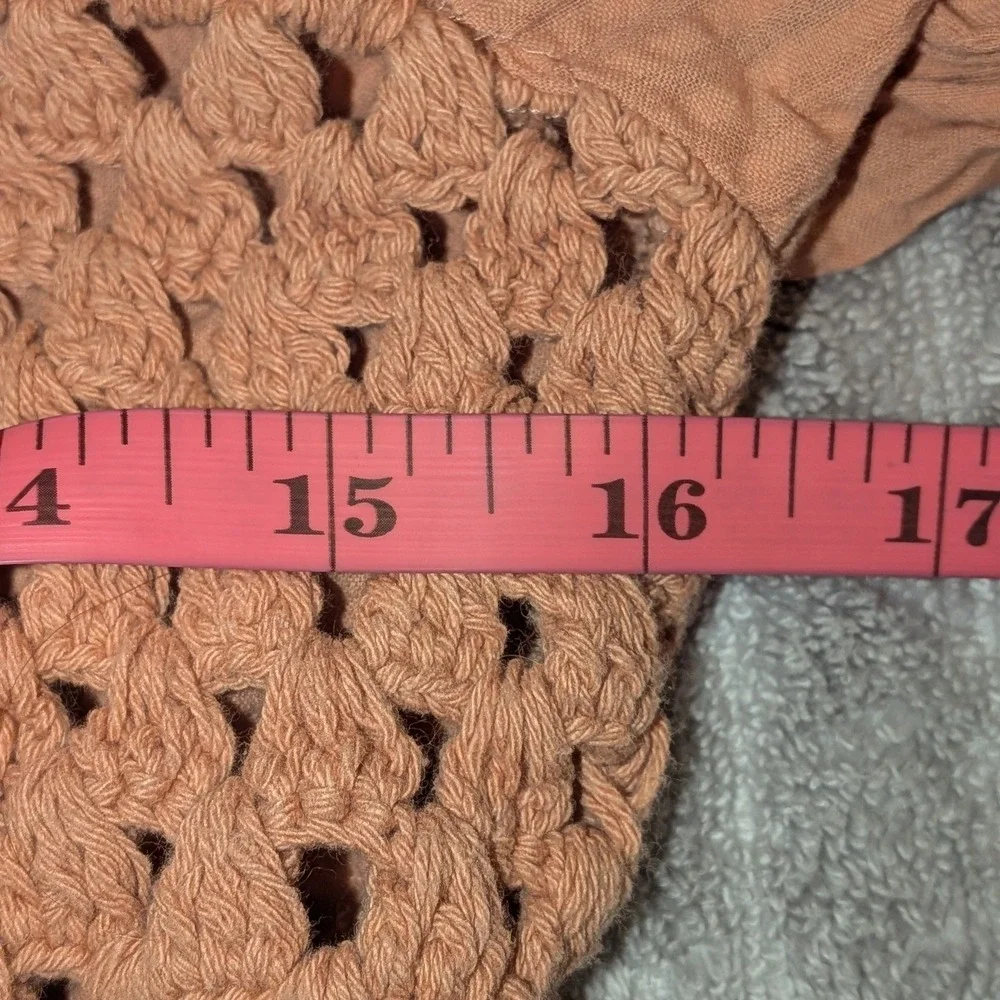 Free People Megan Crochet Open Back Peplum Top Long Sleeve Boho Small‎